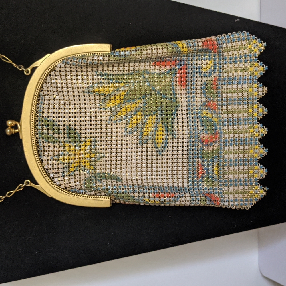 Vintage Whiting and Davis Enameled Mesh Purse 1920s - Picture 4 of 6